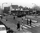 View: s13838 Brook Hill at the junction with Leavygreave/Hounsfield Road, showing Alan B. Ward's, bookseller, L. Hinchliffe, hairdresser and Marjorie's cafe