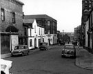 Broomhall Street looking towards junction of Upper Hanover Street and Hanover Street, St. Silas' Church and Viners Ltd. (in distance), right, Nos. 200 - 208 Goodyear Tyre and Rubber Co. (G.B.) Ltd., No. 210 Brady Henry Ltd., rope and twine merchants 