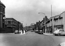 Brown Street photographed from Sidney Street looking towards Paternoster Row, Hatfield Ernest W. Ltd., garage, No. 55, Brown Street, right, Rutland Arms, left