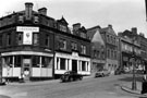 View: s14013 Cambridge Street from corner of Charles Street, No. 38 Barleycorn public house; No. 34 Sheffield Metal Co. Ltd., spoon and fork manufacturers; No. 32 old Bethel Chapel Sunday School, Greenup and Thompson Ltd., printers, corner of Wellington Street