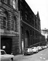 Castle Green, City of Sheffield Police Headquarters. Former stables and malt kilns, Tennant Brothers Ltd., Exchange Brewery (with arch). A subterranean passage ran below ground between Exchange Brewery on Bridge Street and Castle Green