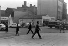 Castle Street from Bank Street showing (centre) No. 1 Direct Curtains Ltd.; No. 5 Dainties, greetings card shop and (left) Snig Hill, c.1960-1965