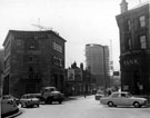 Cemetery Road from The Moor, London Road on extreme left, Lansdowne Flats in distance