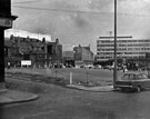 Junction of Howard Street and Norfolk Lane (car park is former site of Walker and Hall's, Electro Works) looking towards Sheffield Polytechnic and rear of Leader House
