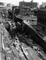 View: s14394 Eyre Street looking towards Arundel Gate and Furnival Square during construction of underpass, Furnival street on right