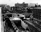View: s14404 Eyre Street looking towards Arundel Gate and Furnival Square during construction of underpass, Furnival street on right