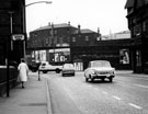 View: s14574 Corporation Street looking towards Nursery Street and Railway Offices and Stores, Corporation Street Bridge (also known as Borough Bridge) on left