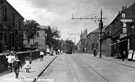Tram 225 at Crookes Tram Terminus, 1905-1908, Crookes Endowed Schools, left, Noah's Ark public house, right, Crookes Post Office in distance