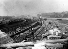 Midland Railway construction, Burrowing Junction, South end of Sheffield Midland railway station, Queens Road Goods Depot, left