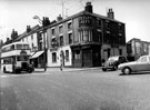 Ecclesall Road and junction of Hanover Street showing (centre) The New Inn, No. 108 Ecclesall Road