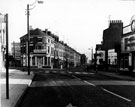Ecclesall Road at junction of Hanover Street looking towards No 104, Ecclesall Laundry, No 97, Earl Grey public house, right