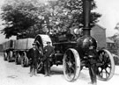 Steam traction engine pulling carts at Oughtibridge