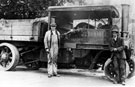 Steam lorry of J.C. Drabble, Bradfield, left, B. Drabble, right, W. Sanderson