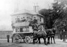 Botanical Gardens horse bus, owned by William Henry Haigh outside lodge belonging to Oakholme House at junction of Red Lane, Westbourne Road and Brocco Bank