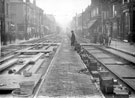 Tram track laying at South Street, Moor