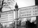 Barnsley Road/Pitsmoor Road toll bar, by-pass road sign at the junction of a first class road