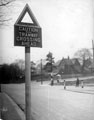View: s15418 Junction of Abbeydale Road South and Abbey Lane, tramway crossing sign
