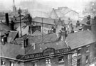Elevated view looking towards Royal Victoria Hotel, from roof of Davy's Restaurant (before the area was redeveloped in 1914-20). Royal Hotel in foreground, Alexandra Theatre and furnace, in distance, mixture of buildings cover site of the medieval ca