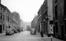 View: s15516 Eyre Street from Charles Street, junction with Charles Lane, foreground, premises include Truswell's Brewery Co. Ltd., left