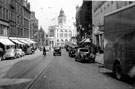 Fargate looking towards High Street and Kemsley House (Telegraph and Star Offices), Cole Brothers Ltd., left, Victoria House, right