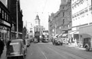 Fargate looking towards High Street and Kemsley House (Telegraph and Star Offices), Victoria House and Independent Offices (Fargate House), right