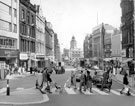 Fargate looking towards High Street including Nos. 54 - 56 W. Barratt and Co. Ltd., shoe shop, No. 44 Winchester House (including Provincial Insurance Company), No. 46 Paige Gowns and Davy's Buildings, left