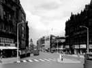 View: s15641 Fargate from Town Hall Square, Y.M.C.A., Carmel House and No. 61 Scholl's (Dr.) Ltd., right, Nos. 62/64, Anne Lennard Ltd., costumiers and Bank Chambers, left