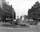View: s15652 Fargate from Town Hall Square, Y.M.C.A., Carmel House, Yorkshire Bank and Albany Hotel, right, Bank Chambers, left