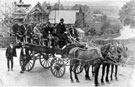 Jack Yelland and his wagonette at Low Bradfield, showing filter houses under construction in background and Low Bradfield Wesleyan Chapel