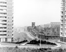 Elevated view from Bond Street over looking Fawcett Street showing St. Stephen C. of E. Church