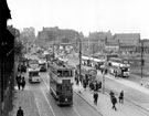 View: s15874 Elevated view of Pond Street bus station looking towards Flat Street and Pond Hill showing General Post Office (centre) and No. 19 Lyceum public house