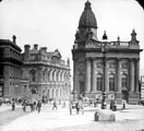 Fitzalan Square looking towards Commercial Street and Gas Company Offices, 1880-1890, Birmingham District and Counties Banking Co. Ltd, right, General Post Office, left