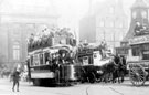 The Lord Mayor and Mr Batty Langley, M.P. drive the first electric tram (No.1) to Fitzalan Square