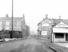 View: s16187 Junction of Gleadless Road and Hollinsend Road (right), No. 781 Gleadless Road, Heeley and Sheffield House public house, W.H. Webster, butchers