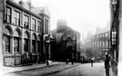 Flat Street looking towards Pond Hill, General Post Office, left, Prince of Wales Inn (corner of Sycamore Street), right