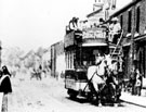 Horse tram (Corporation blue/cream livery) on Infirmary Road, near the 'Five Alls' public house, 1897-1898, horse trams first ran to Hillsborough in May 1877
