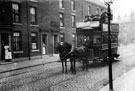 Sheffield Tramways Company, horse tram at Washington Road, Sharrow. Car is either No. 1 or No. 50, built 1886 by Ashbury Railway Carriages and Iron Co., Manchester, 1886