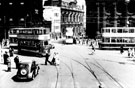 View: s16458 Tram 466 at Fitzalan Square/High Street junction, Commercial Street and Gas Company Offices in background