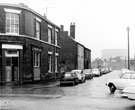 The Albert Inn, No. 31 Sutherland Street looking down Greystock Street  towards Attercliffe Road, with Effingham Street Gas Works in the background