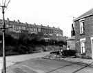 Allotment gardens, Grimesthorpe Road showing rear of houses on Ellesmere Road and junction with Carwood Road and Carwood Lane, Burngreave