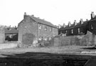 Grove Street, Court No. 17, Nos. 4-1 (right to left) and rear of Nos. 75-85 (right to left), rear of housing on Kirkham Place in the background (left), photograph taken from Fowler Place (demolished Nov. 1960)