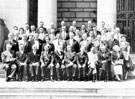 View: s16696 Group photograph of the National Executive of Police Federation outside the City Hall commemorating 75th year of the formation of the Federation of Police, Lord Mayor J. W. Holland
