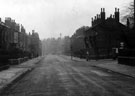 General view of Upper Hanover Street at junction of Broomspring Lane, looking towards Hanover Street, railings belong to the Methodist Church