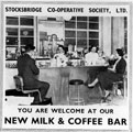 Advertising flyer for the Stocksbridge Co-operative Society, advertising their milk and coffee bar