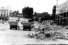 View: s16983 Haymarket showing the clearance of site for new F.W. Woolworth and Co. Ltd., Exchange Street and Castle Markets, right