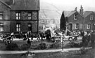Stocksbridge Carnival procession on Manchester Road, photographed from the Clock Tower Gardens