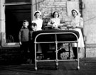 Royal Infirmary Firbeck Annexe showing the opthalmic beds brought outside with Nurse Ivy Rotherham on the right