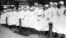 Nurses guard of honour for the royal visit of Duchess of York opening Records and Treatment Departments at the Royal Infirmary