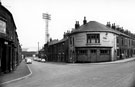 Harwood Street from Hill Street showing (centre) Harwood House public house, Nos. 103 - 105 Hill Street