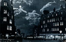 View: s17181 Night view of High Street from Church Street, Pawsons and Brailsford, Parade Chambers, left, Foster's Buildings, right